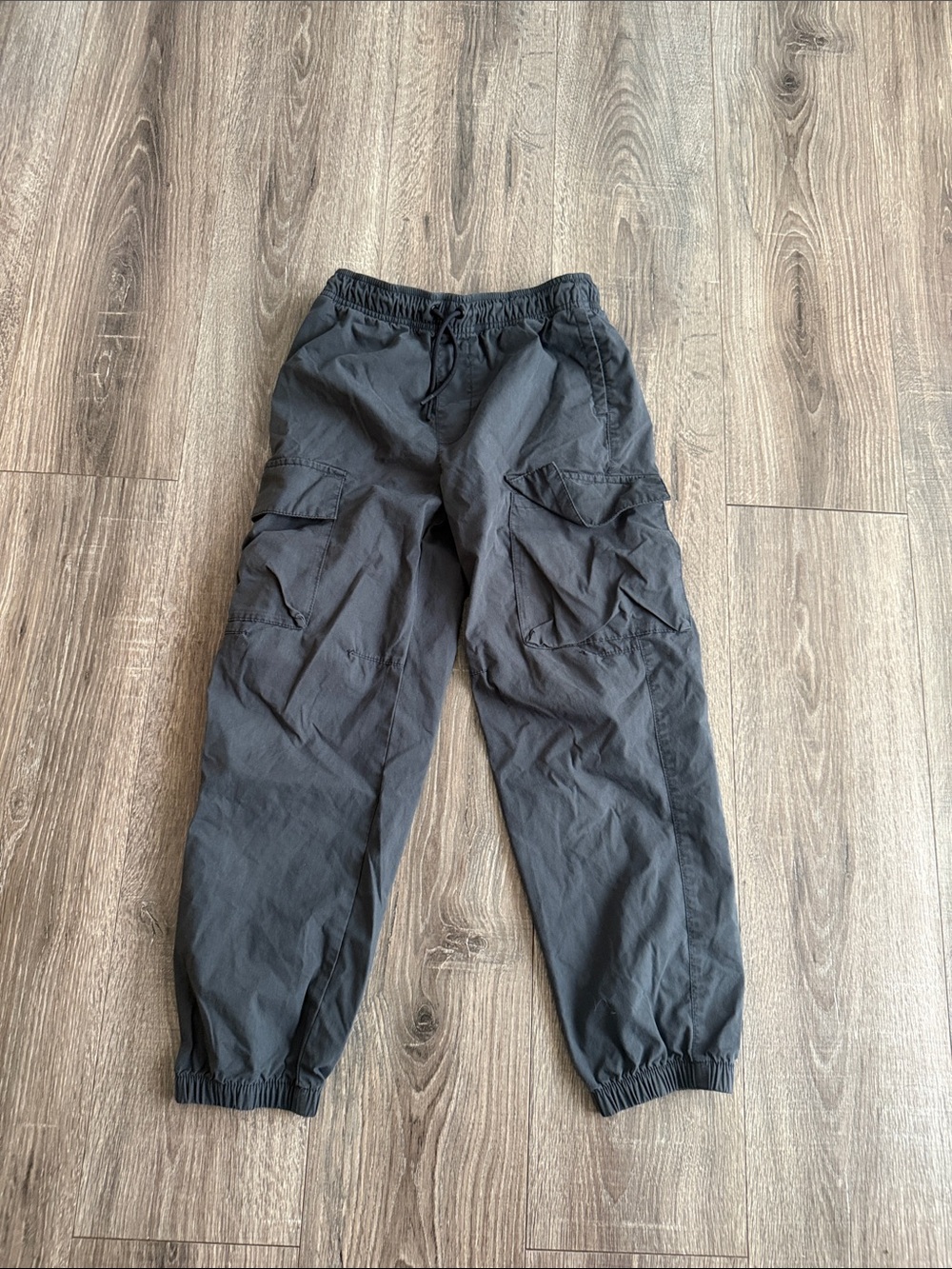 Boys Charcoal Cargo Baggy Pants - Casual Utility Style-Old Navy